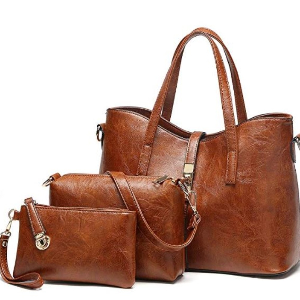 PURSE SET 3 ITEMS - BROWN